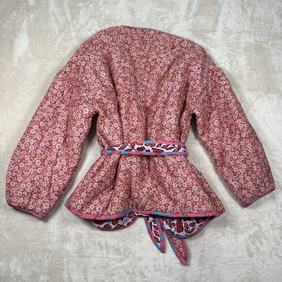 Xirena Keatyn Reversible Quilted Jacket Pink Floral Womens Size M Belted $398 - Picture 5 of 9